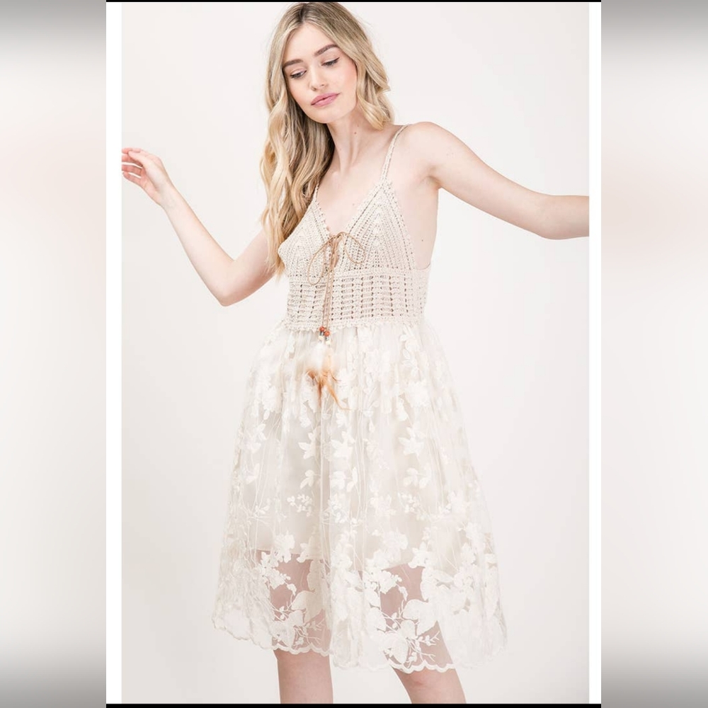 Crochet Floral Cami Dress